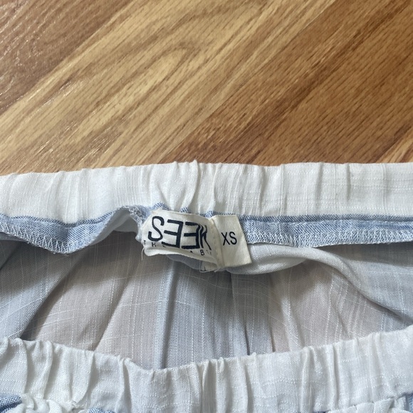 LF blue and white striped off shoulder long sleeve crop - Picture 2 of 4